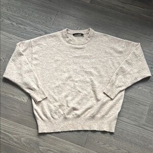 Jenni Kayne | Oversized merino wool and cashmere cream and tan knit sweater